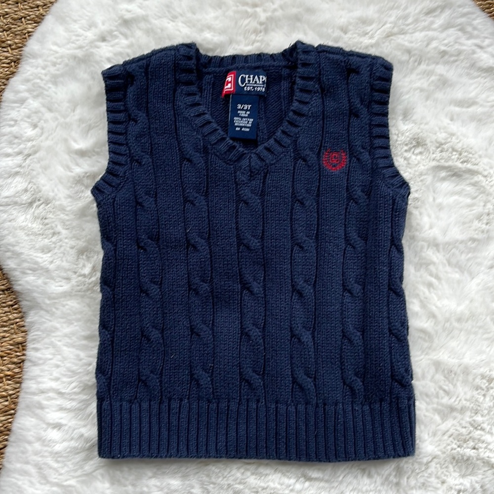 3T Boys Chaps Navy Blue V Neck Sweater Vest